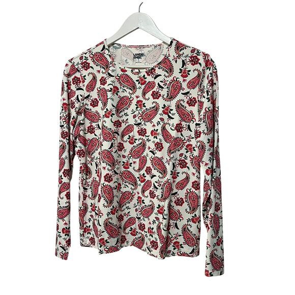 Lands' End Other - LANDS' END WOMENS SIZE LARGE PINK WHITE PAISLEY LONG SLEEVE RASHGUARD SWIM TOP